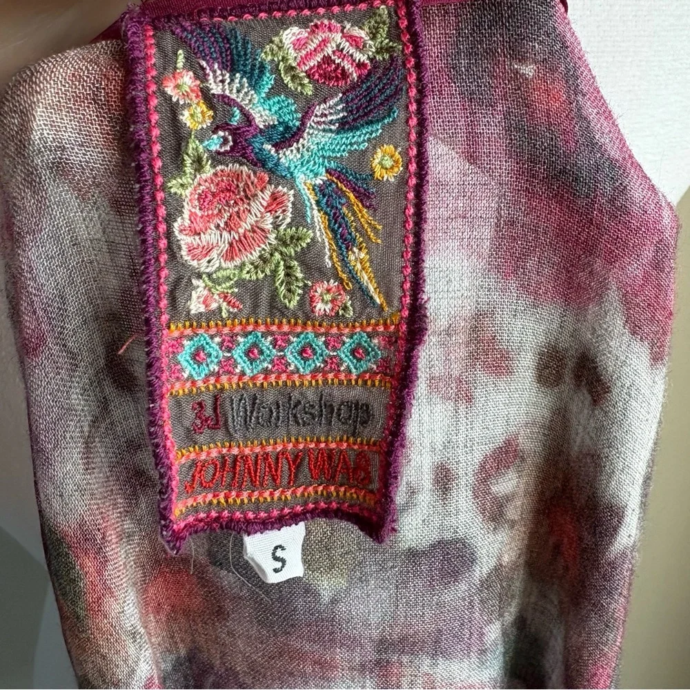 Johnny Was 3J Workshop Fuchsia Floral Gauzy Tunic Top S - Picture 6 of 6